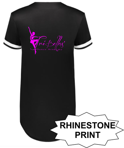 TriBellas - Baseball Jersey with Rhinestone Logo on Back