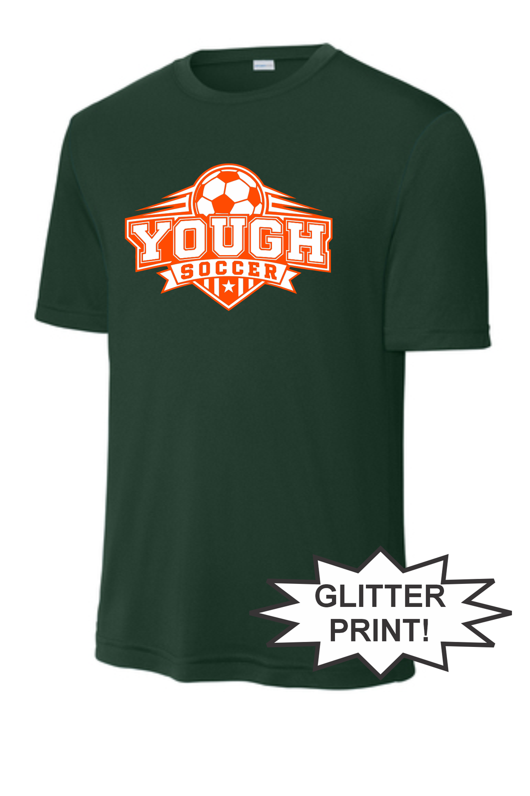 Yough Youth Soccer - Green Performance Tee Glitter Print